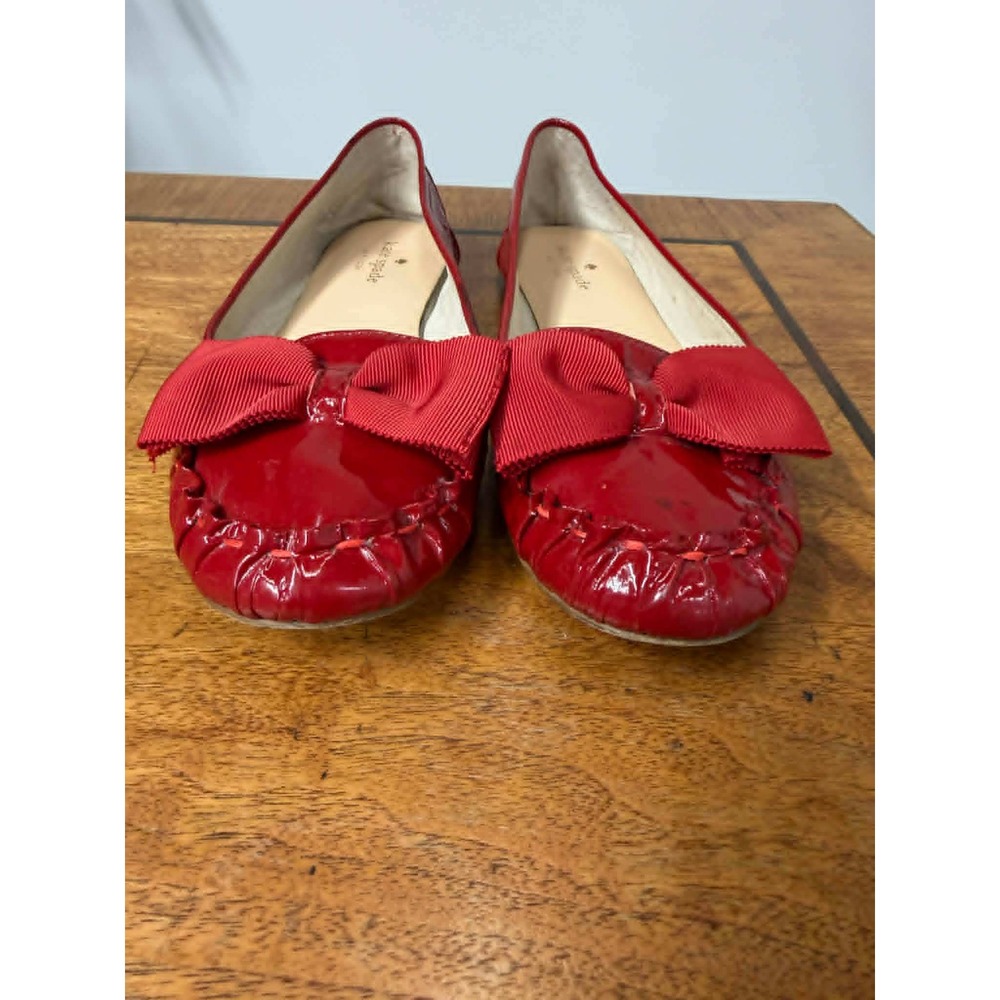 Kate Spade Womens Size 7M Red Patent Leather Bow Ballet Flats  Round Toe Slip On - Picture 4 of 9